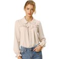thumbnail image 1 of INSPIRE CHIC Women's Button Down Long Sleeve Cuff Ruffle Detail Blouse Shirt Tops, 1 of 6