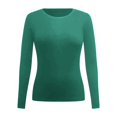 thumbnail image 5 of WEIYLL T-Shirt Basique à Manches Longues et Col Rond pour Femme, Décontracté, Confortable, Tenue de Tous les Jours, Couleur Unie, Polyvalent, Vert, 5 of 5