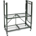 thumbnail image 2 of Origami R3 General Purpose Foldable 3-Tiered Shelf Storage Rack & Wheels, Pewter, 2 of 7