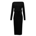 thumbnail image 4 of Pompotops Robe Décontractée de Mode pour Femme, Chandail à Manches Longues, Col en V, Aguichant, Épaules Dénudées, 4 of 5