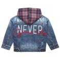 thumbnail image 2 of KIDSCOOL SPACE Little Kid Blue Ripped Plaided Jean Hooded Jacket 6T, 2 of 5
