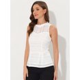 thumbnail image 2 of INSPIRE CHIC Women's Ruffle Neck Keyhole Back Sleeveless Floral Lace Peplum Top, 2 of 6