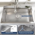 thumbnail image 4 of GloryStar Top Mount Single Bowl Kitchen Sink, Drop-In Stainless Steel Design, 4 of 8