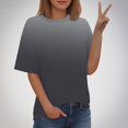 thumbnail image 2 of Timegard Hauts Grande Taille pour Femmes Couleur Dégradée Manches Courtes Col Rond Chemisiers Décontractés Confortables T-Shirts, 2 of 5
