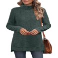 thumbnail image 3 of Ribbed Turtleneck Top for Women - Long Sleeve Basic Shirt with Side Slit, 3 of 5