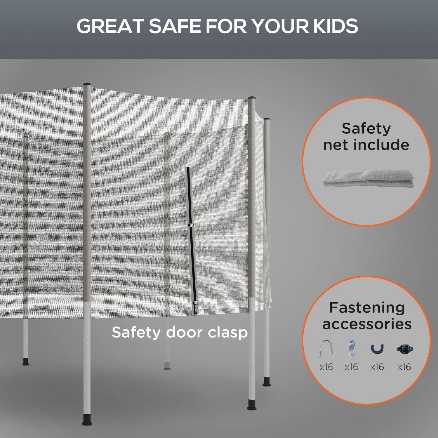 Soozier 14ft Frence Replacement Round Trampoline Enclosure（Net Enclosure Only）