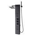 thumbnail image 1 of KFFKFF Shower Panel Tower System with Rainfall Shower Head, 49 in Brushed Stainless Steel Shower Column, 4-Function Faucet, Wall-Mount Rain Massage System, with 4 Body Jets, 1 of 9
