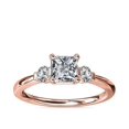 thumbnail image 1 of 0.70 T.C.W Princess Shape Natural Diamond Latest Design Three Stone Wedding Ring for Ladies Solid 14K Rose Gold Size 8, 1 of 8