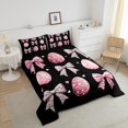 thumbnail image 4 of Erosebridal Ensembles de Couette Œufs de Pâques Roses Taille Simple pour Filles, Couettes et Duvets Nœud de Princesse, Noir, Réversible 2 Pcs, 4 of 8