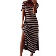 thumbnail image 1 of 2025 Robe Maxi à Rayures d'Été pour Femmes Robe Femme à Manches Courtes Robes en V pour Femmes Décontractée d'Été Col Décontracté Ample Longue Mignonne Robes de Cocktail pour Femmes Plage Robes Fendues, 1 of 6
