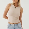 thumbnail image 2 of MIASHUI Womens Tank Tops Trendy Summer Crewneck Sleeveless Casual Basic Top,Beige,L, 2 of 6