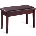 thumbnail image 1 of Costway Solid Wood PU Leather Piano Bench Padded Double Duet Keyboard Seat Storage Brown, 1 of 10