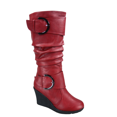 thumbnail image 1 of Bottes Mode pour Femmes à Fermeture Éclair Hauteur Genou, Talon Compensé Décontracté, Chaussures d'Hiver ( Rouge, 5.5), 1 of 5