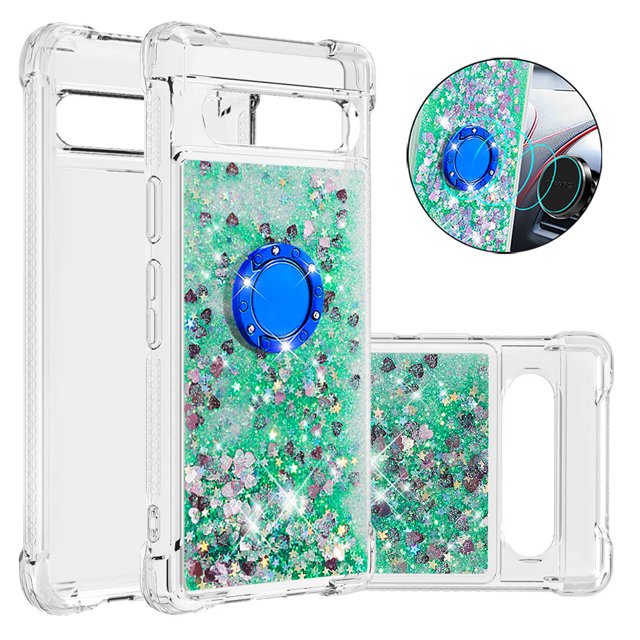 Case for FOXDOCK Google Pixel 7A Full Corner Protection Glitter Phone Case with Ring Holder