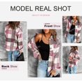 thumbnail image 3 of ORUYROP Womens Long Sleeve Plaid Shirts Flannel Lapel Button Down Shacket Jacket Coats, 3 of 5