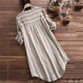 thumbnail image 3 of XZNGL Plus Size Top Women Button Up Pullover Cotton Striped Top Plus Size Tunic Blouse Button Up Shirt, 3 of 9