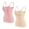 thumbnail image 1 of Timegard Camisoles pour Femmes 2 Pcs avec Soutien-Gorge Intégré Col Rond Bretelles Spaghetti Ajustées Douces Maillots de Corps Décontractés Hauts de Pyjama, 1 of 5