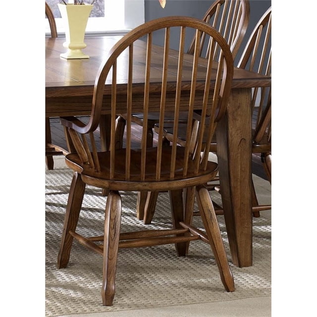 Liberty Furniture Treasures Medium Brown Bow Back Arm Chair - Oak