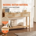 thumbnail image 2 of KFFKFF Natural Finish Rattan Accent Table with 3 Storage Drawers and a Sliding Rattan Door, Perfect for Living Rooms, Studies, Hallways, or Use as a TV Stand, 2 of 9