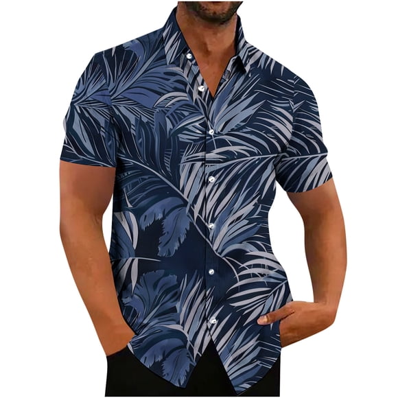 Yaoyar Mens Summer Hawaiian Shirts Short Sleeve Button Down Casual Summer Beach Shirts Tropical Resort Wear,Multicolor,2XL