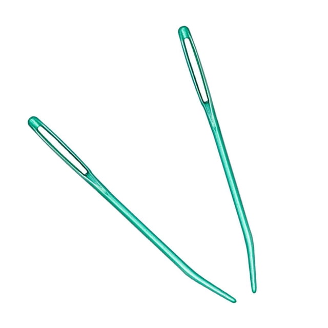 GUOOL 2pcs Aluminium Large-eye Bent Tip Tapestry Darning Needles Knitting Green