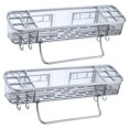thumbnail image 1 of Shower Caddy Wall-mounted Shower Shelf Multifunctional Waterproof Shower Organizer with Towel Bar Hooks No Drilling Shower Storage Rack Bathroom Accessories for Bath Kitchen, 1 of 9