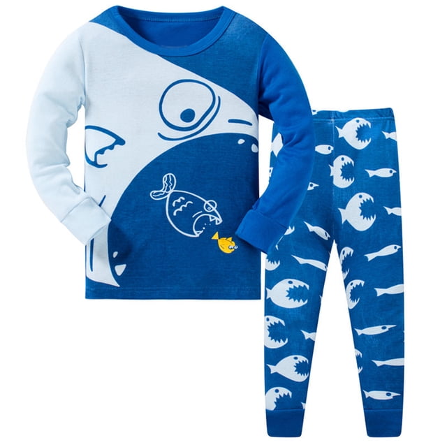 MIASHUI Boys Pajamas Cotton Planet Pjs Toddler 2 Piece Sleepwear Kids Clothes Set,Blue,6-7 Years