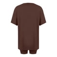 thumbnail image 3 of UPPADA Ensembles 2 Pcs pour Femmes Grande Taille Été Tuniques à Manches Courtes et Ensembles de Shorts Amples Ensembles de Pyjamas Ajustés Café,S, 3 of 6
