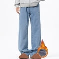 thumbnail image 2 of RKSTN Mens Pants Plush Thick Jeans With Elastic Drawstring Loose Oversized Straight Leg Pants Long Pants Soft Comfortable Workout Pants, 2 of 5