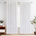 thumbnail image 1 of Curtainking White Curtains 84 Inches for Living Room Back Tab Window Drapes Rod Pocket Farmhouse Linen Curtains Bedroom Light Filtering Curtains 2 Panels, 1 of 7