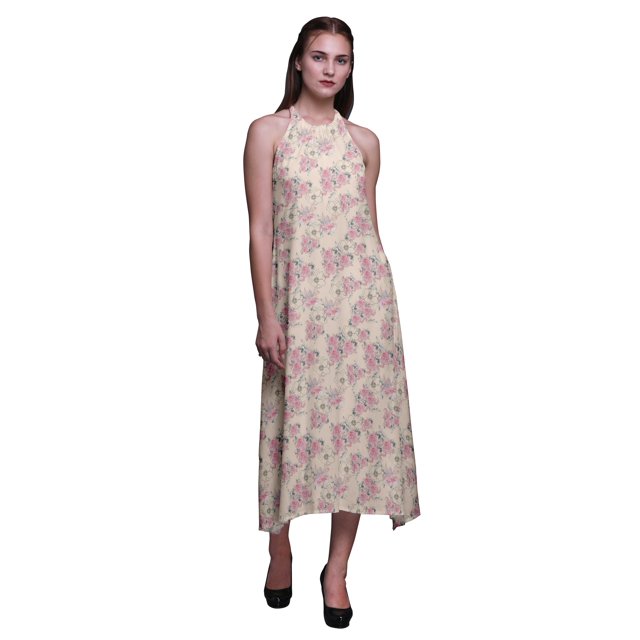 Bimba Robe de Plage Dos Nu à Col Licou pour Fête d'Été à Fleurs pour Femmes - TG