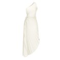 thumbnail image 4 of Pisexur Robe Sans Manches à Épaules Dénudées pour Femme, Imprimée, Manches Courtes, Unie, Décontractée, Confortable, Tunique à une Épaule Plissée, Mini-Robe Ajustée, Robe pour Femme, 4 of 6