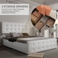 thumbnail image 1 of Full Size Platform Bed Frame with 4 Storage Drawers & Headboard,Faux Leather or Linen, Button Tufted Platform, Strong Wooden Slats,No Box Spring Needed, 1 of 7