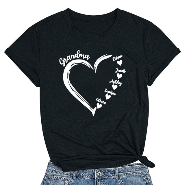 T-shirt Décontracté à Col Rond et Manches Courtes Imprimé Arbre de Noël pour Femmes