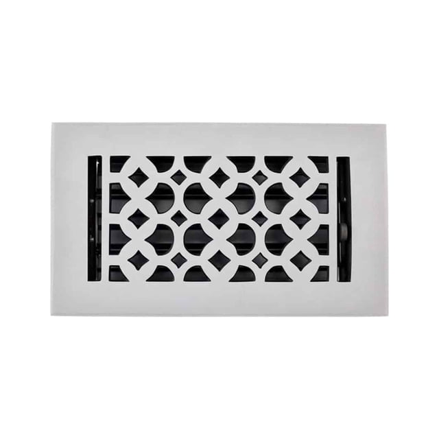 Registre d'Aération de Plancher en Fonte 4′′ x 8′′ avec Registre – Conception Tudor Champignon Robuste, Antirouille, Revêtement en Poudre et Repeignable, Couvercle d'Aération pour Planchers, Murs et Plafonds