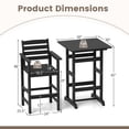 thumbnail image 3 of Costway 3-Piece Patio HDPE Bar Set Armchairs with Square High-Top Table Footrest Backrest Black, 3 of 9