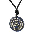 thumbnail image 2 of lionlar Antique Triquetra Pendant Rune Pendant Necklace Smooth Carved Rune Jewelry Black Dark Blue, 2 of 9