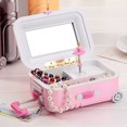 thumbnail image 3 of Suitcase Style Music Box Jewelry Storage Box Rotating Ballerina Girl for Kid Toys Gift(Red), 3 of 7