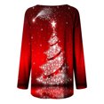 thumbnail image 4 of IROINID Offres Tunique de Noël Tops pour les Femmes Long Manches Floral Salon Shirts Solide Pull Tunique en Vrac Tops Arbre Imprimé Col Rond Long Sleeve Chemisier, Rouge, 4 of 5