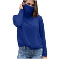 thumbnail image 3 of Spring Savings! BiZtdJrK Womens Sun Protection Going Out Shirts with Face Mask Summer Breathable Long Sleeve Sunshirt Rash Guard Beach Tops Dark Blue S, 3 of 7