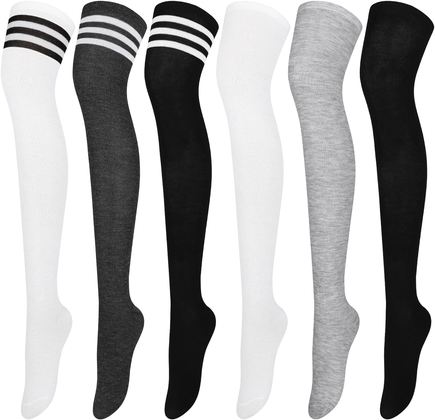 GHSDFBB 6 Pairs Over Knee Thigh Socks Knee-High Warm Stocking Women Boot Sock Leg Warmer High Socks for Daily Wear, Cosplay