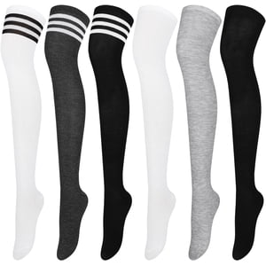 GHSDFBB 6 Paires sur les chaussons hauts genou-haute chaleur de bas femmes Chaussettes haut pied Chaussée de jambe chaud pour l'usure quotidienne, Cosplay