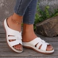 thumbnail image 4 of Womens Orthopedic Slides Sandals Comfortable Leather Peep Toe Walking Slip on Summer Shoes with Arch Support, 4 of 6
