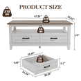 thumbnail image 3 of BeesClover Farmhouse Coffee Table with Drawers, 47.2 in Center Table Rustic Coffee Tables Black Living Room Table, with Open Shelf and 6 Support Legs, 3 of 7