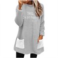 thumbnail image 1 of Penkiiy Chandails en Molleton Doublés Sherpa pour Femmes Col Rond Chandail Molletonné Chaud d'Hiver avec Poches 2024 L Gris, 1 of 6