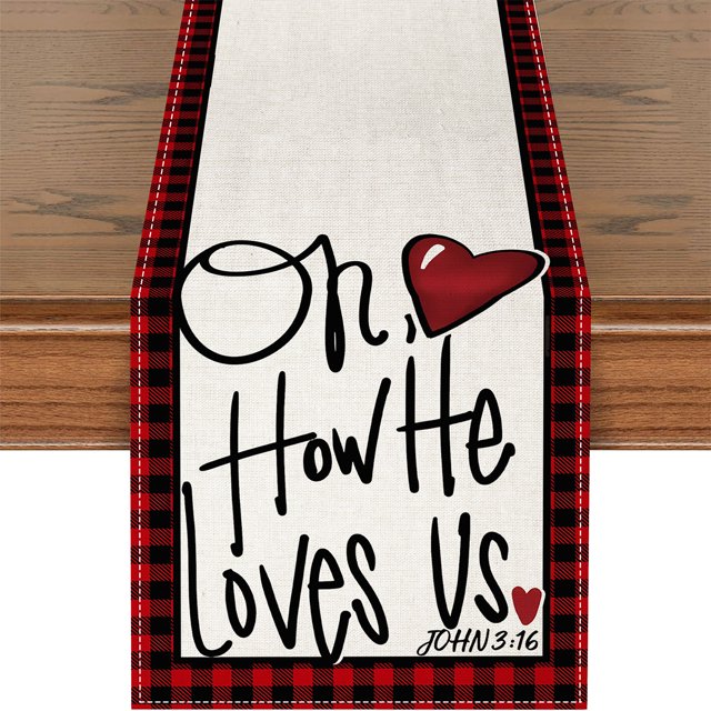 Valentine's Day Decorations Valentine's Day Heart Print Table Flags Party Table Kitchen Mats