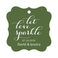 thumbnail image 1 of Darling Souvenir Custom Let Love Sparkle Wedding Hang Tags Personalized Fancy Frame Paper Tags -Olive Green-100 Tags, 1 of 1