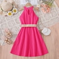 thumbnail image 4 of AJIWYH Robes pour Tout-Petites Filles, Robe pour Enfants Couleur Unie à Tour de Cou et Taille, Mode Rose Vif pour 8-9 Ans, 4 of 5