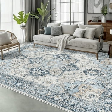 KUETH Tapis de Zone 3 Pieds X 5 Pieds, Tapis Ultra Mince Antidérapant, Tapis d'Intérieur Lavables à la Machine pour Salon, Chambre