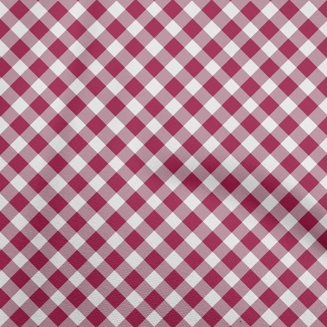 oneOone Polyester Spandex Magenta Fabric Gingham Check Dress Material Fabric Print Fabric By The Yard 56 Inch Wide